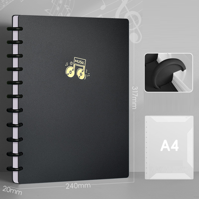 Music Score Binder – 40 Pages, Reorder-Friendly & Writable Sleeves