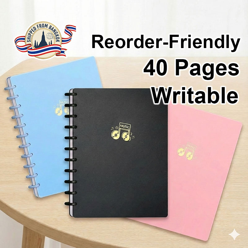 Music Score Binder – 40 Pages, Reorder-Friendly & Writable Sleeves