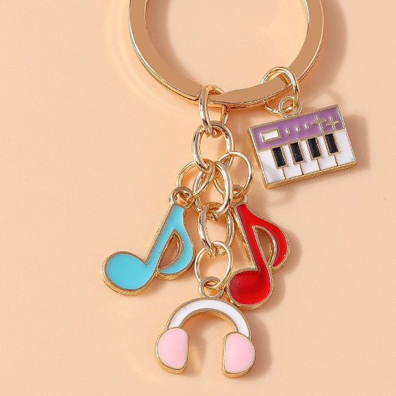Keychain: Electric Keyboard, Green/Red Notes, Headphones