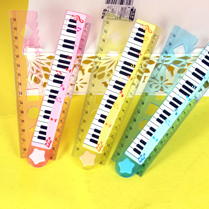 Foldable Plastic Ruler (30cm max), Cute Design with Geometric Templates