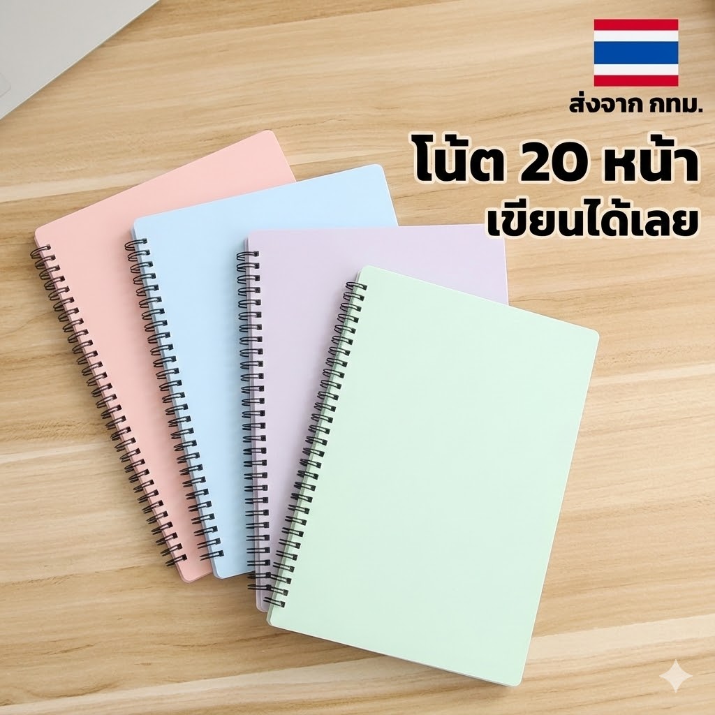 แฟ้ม สันขดลวด สี Morandi โน้ตเพลง 20 หน้า เขียนได้เลย ไม่ต้องดึงออกมา