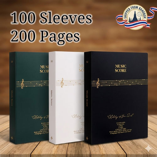 High-Capacity Music Sheet Folder with 100 Transparent Sleeves (200 Pages)