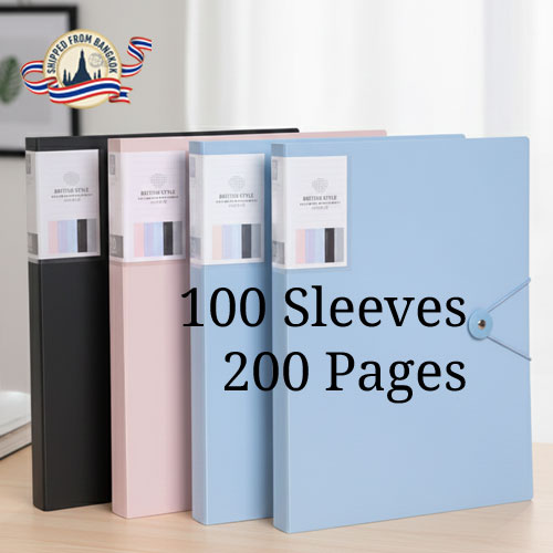A 100-pocket folder (200 pages), featuring a strap closure. Holds a large number of music sheets—ideal for singers and professional musicians.